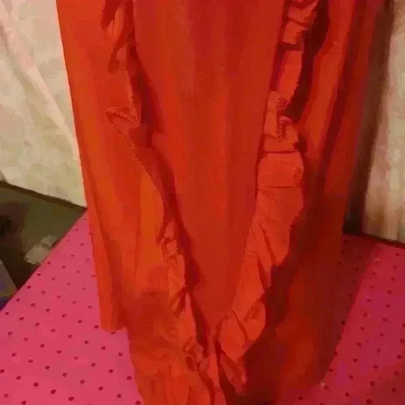 NWT Chelsea and Walker Slimane 100% Silk Ruffle Blouse Chinese Red Size 10 - Picture 6 of 14